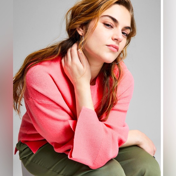 AND NOW THIS STRIPED CREWNECK SPLIT CUFF SWEATER, NWT - Picture 1 of 9